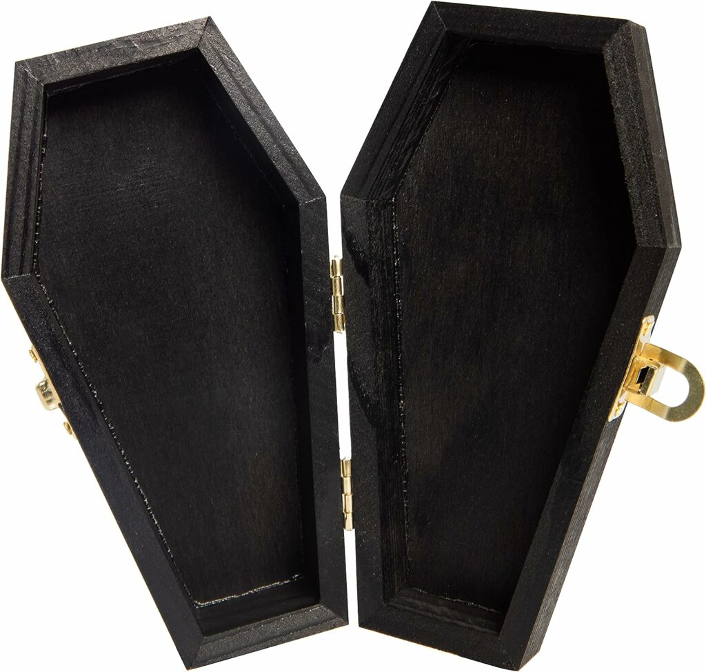 Creative Hobbies 6 Black Painted Wood Coffins - Fillable Mini Casket for Halloween Parties, Goth Decor, Small Pet Burials, Trinket Storage | 2 Pack