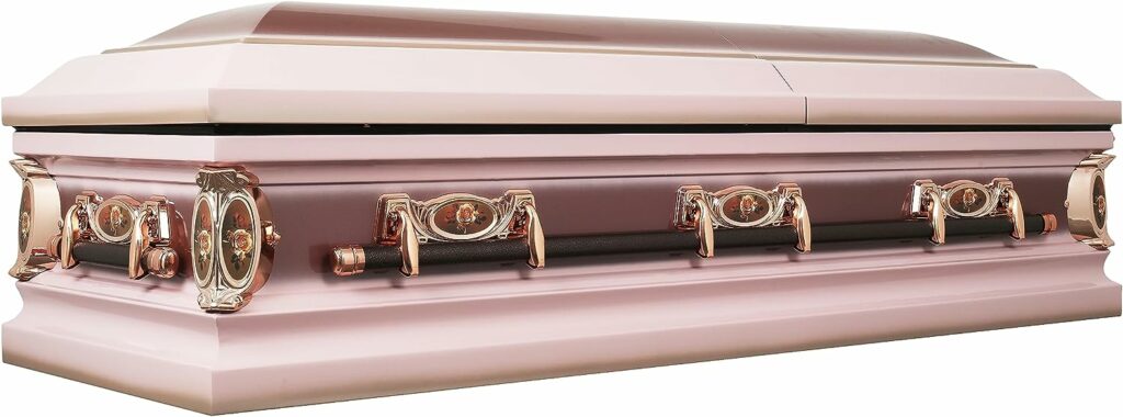 Overnight Caskets Mothers Funeral Metal Casket with Pink Velvet Interior - 18 Gauge Steel