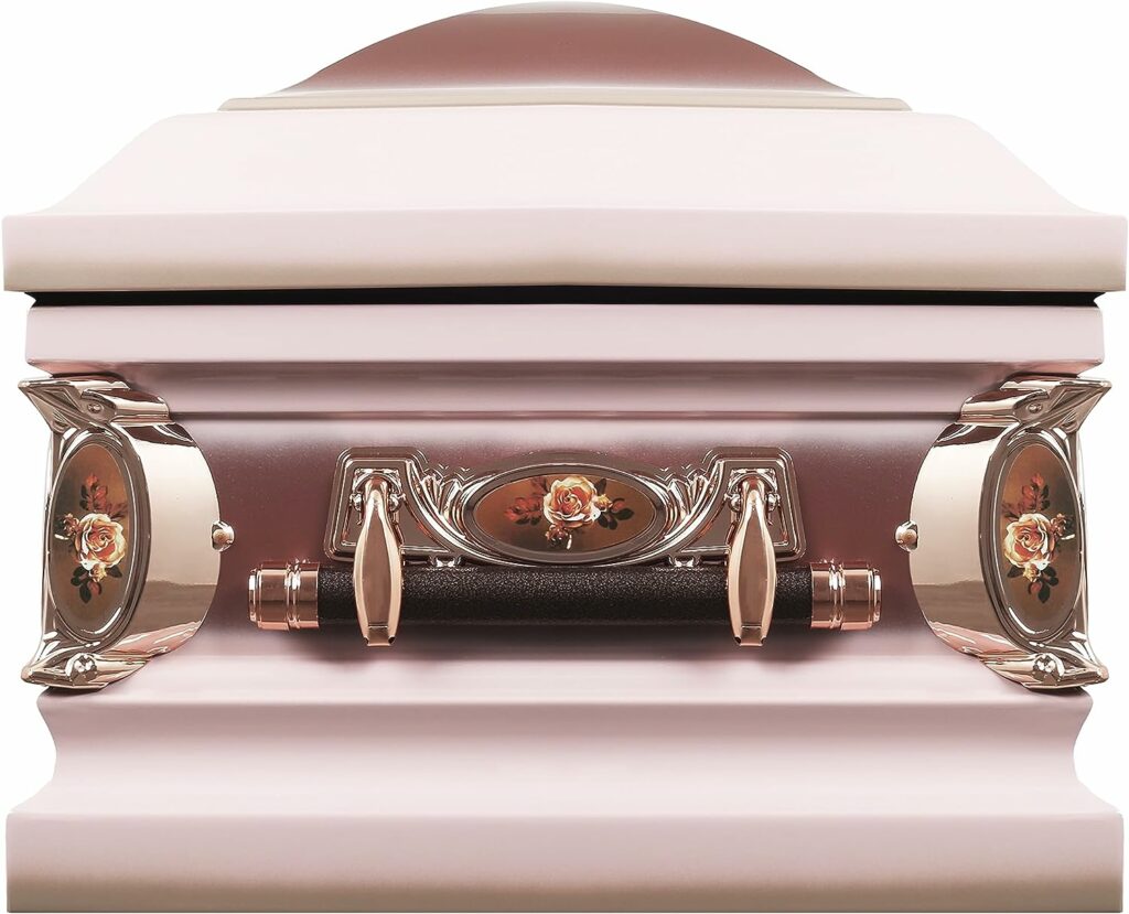 Overnight Caskets Mothers Funeral Metal Casket with Pink Velvet Interior - 18 Gauge Steel