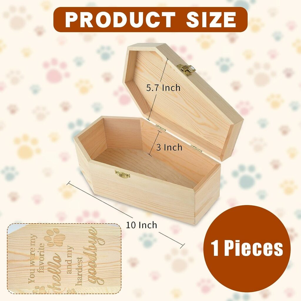 SMAODSGN 10 Inch Pet Memorial Urn Wood Coffin Box Cat Coffin Burial Pet Caskets Memorial Keepsake Urns for Dogs Ashes Memory Box for Pet Loss Gift for Dogs Cats and Animals