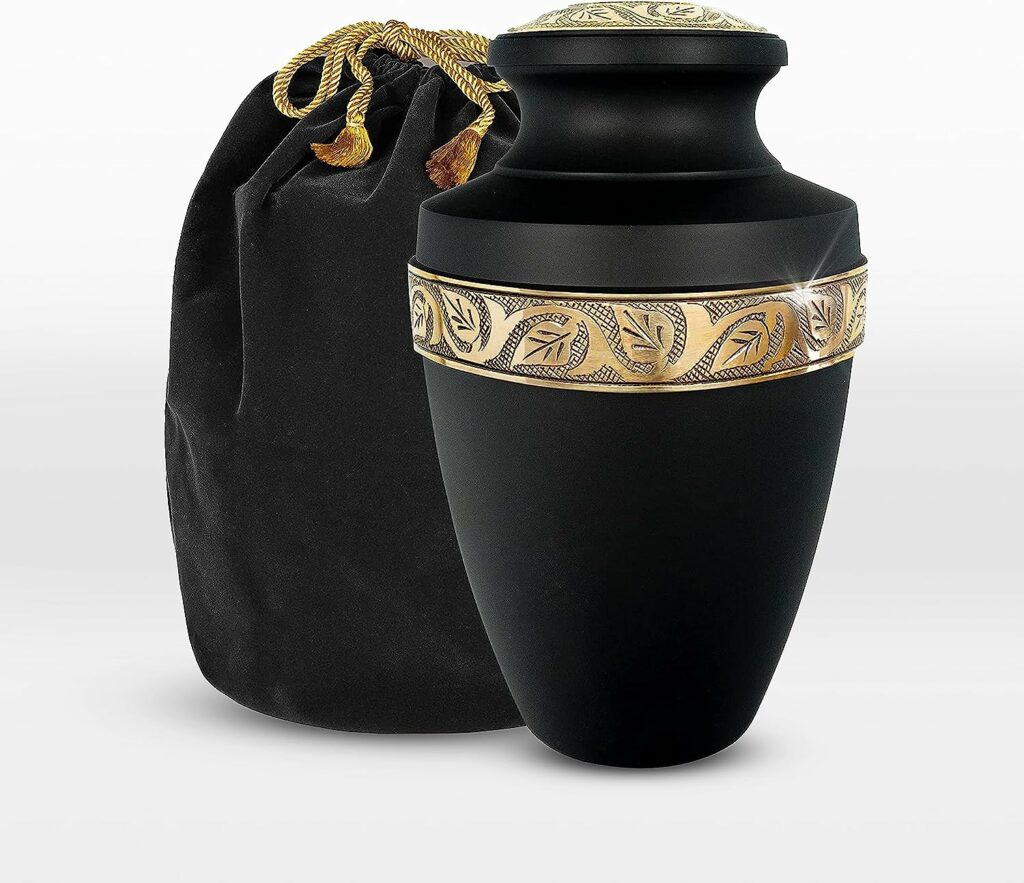 Trupoint Memorials Cremation Urns for Human Ashes - Decorative Urns, Urns for Human Ashes Female  Male, Urns for Ashes Adult Female, Funeral Urns - Black, Large