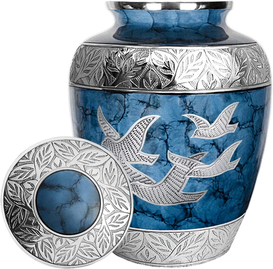 Trupoint Memorials Cremation Urns for Human Ashes - Decorative Urns, Urns for Human Ashes Female  Male, Urns for Ashes Adult Female, Funeral Urns - Dark Blue, Extra Large