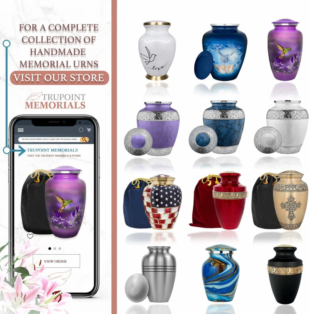 Trupoint Memorials Cremation Urns for Human Ashes - Decorative Urns, Urns for Human Ashes Female  Male, Urns for Ashes Adult Female, Funeral Urns - Dark Blue, Extra Large