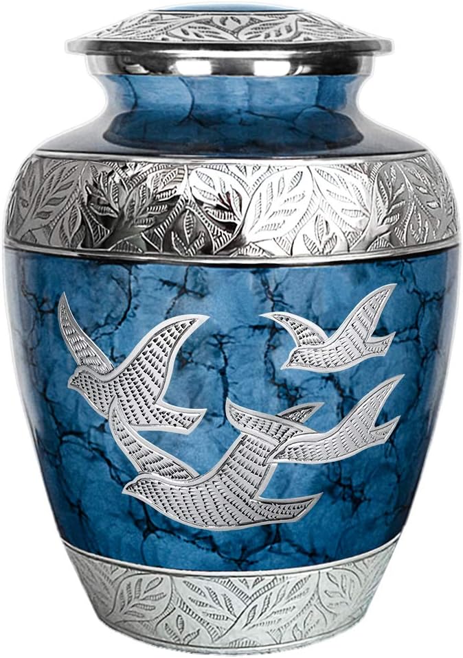 Trupoint Memorials Cremation Urns for Human Ashes - Decorative Urns, Urns for Human Ashes Female  Male, Urns for Ashes Adult Female, Funeral Urns - Dark Blue, Extra Large