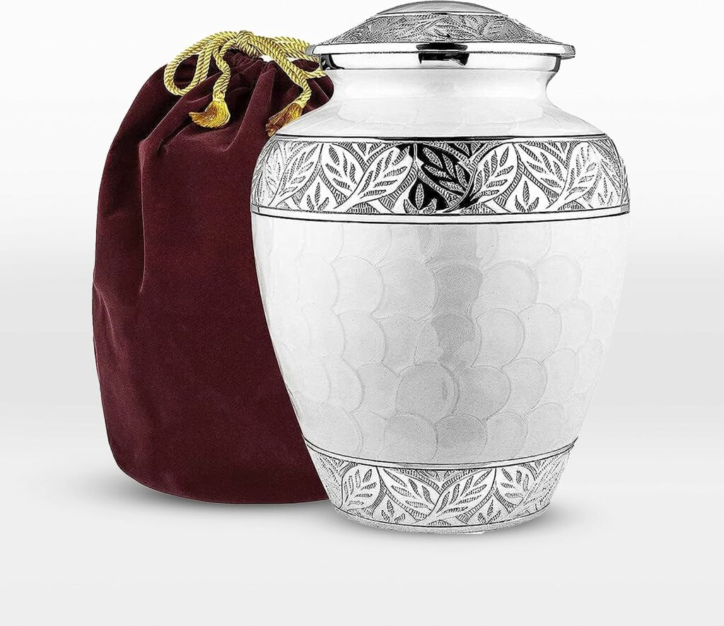 Trupoint Memorials Cremation Urns for Human Ashes - Decorative Urns, Urns for Human Ashes Female  Male, Urns for Ashes Adult Female, Funeral Urns - White, Large