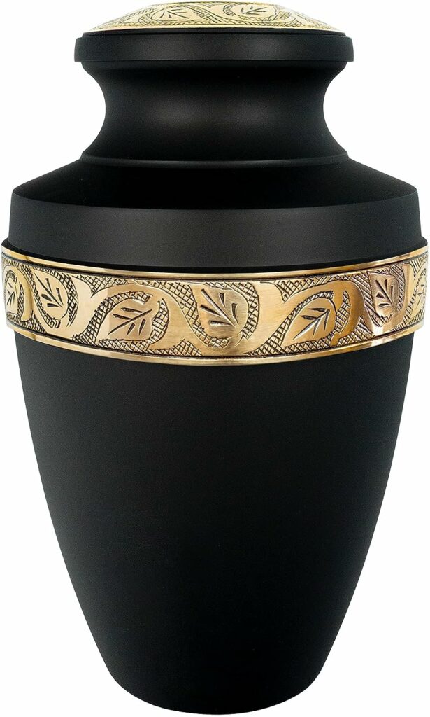 Trupoint Memorials Cremation Urns for Human Ashes - Decorative Urns, Urns for Human Ashes Female  Male, Urns for Ashes Adult Female, Funeral Urns - Black, Large