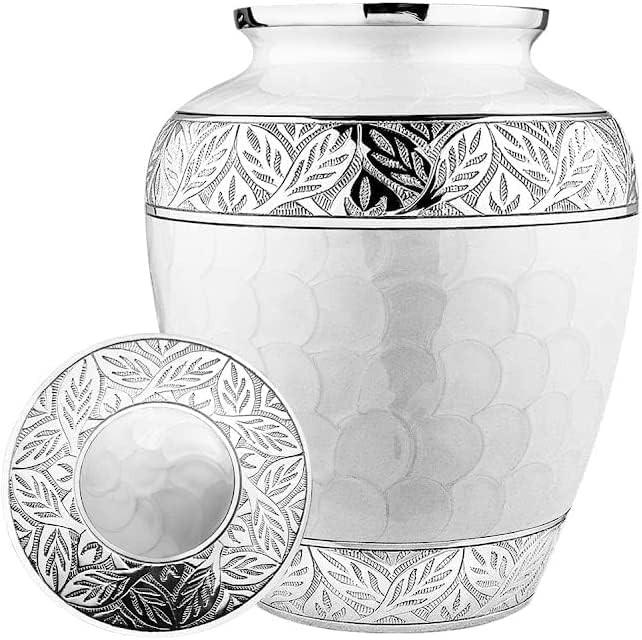 Trupoint Memorials Cremation Urns for Human Ashes - Decorative Urns, Urns for Human Ashes Female  Male, Urns for Ashes Adult Female, Funeral Urns - White, Large