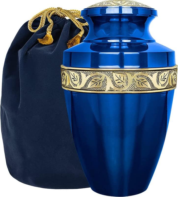 Trupoint Memorials Cremation Urns for Human Ashes - Decorative Urns, Urns for Human Ashes Female  Male, Urns for Ashes Adult Female, Funeral Urns - Blue, Large