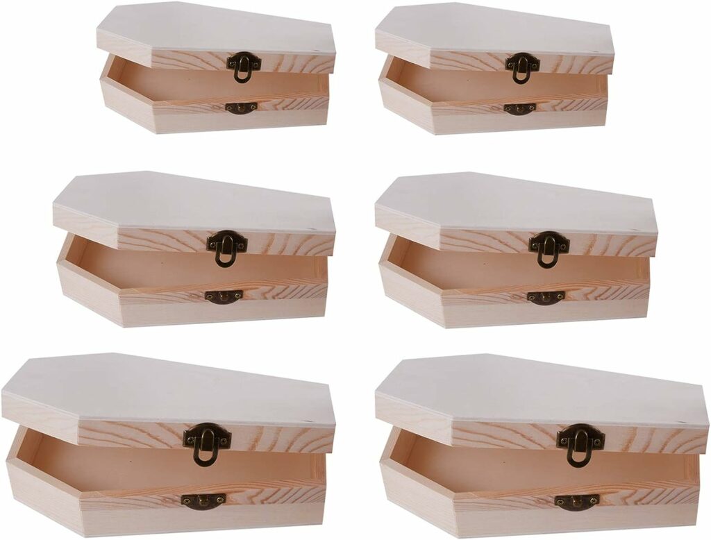 Vencer Set of 6 Nested Unfinished Wood Funeral Coffins - DIY Keepsake Casket,Fillable for Easter Parties,Small Pet Burials,Easter Decor,VTO-003