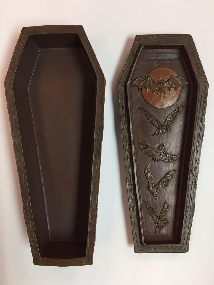 YTC Summit International Brown Vampire Coffin Casket with Cross Jewelry Trinket Box