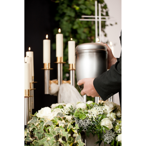 Urn, Candles, Cross